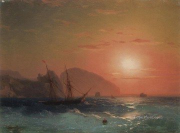 Rime Painting - View Of The Ayu Dag Crimea seascape boat Ivan Aivazovsky